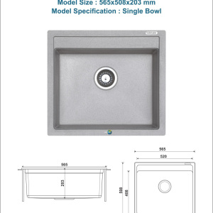 QUARTZ KITCHEN SINK- SINGLE BOWL