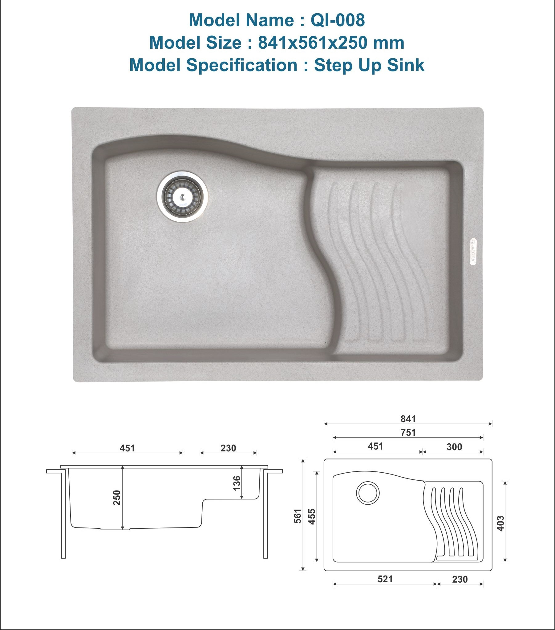 QUARTZ KITCHNE SINK -STEP UP SINK